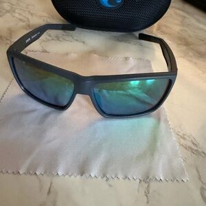 Gray Sunglasses with Blue Lenses